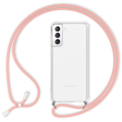 NALIA Handykette für Samsung Galaxy S22 Plus – Transparentes Hybrid-Case & Band – HANGIT (Anti-Gelb Rückseite & Verstellbar) – Marke aus Berlin Pink NALIA Transparente Hülle