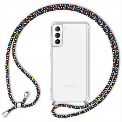 NALIA Handykette für Samsung Galaxy S22 Plus – Transparentes Hybrid-Case & Band – HANGIT (Anti-Gelb Rückseite & Verstellbar) – Marke aus Berlin Schwarz Bunt NALIA Transparente Hülle