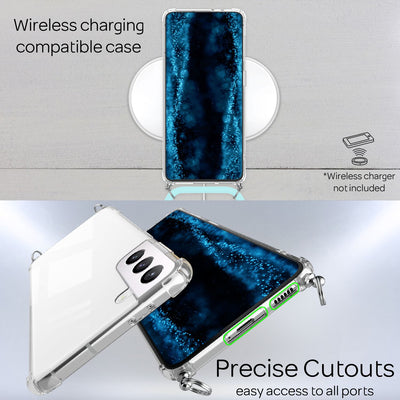 NALIA Handykette für Samsung Galaxy S22 Plus – Transparentes Hybrid-Case & Band – HANGIT (Anti-Gelb Rückseite & Verstellbar) – Marke aus Berlin Mint-Grün NALIA Transparente Hülle