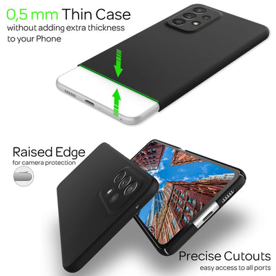 NALIA Ultra Slim Hardcase für Samsung Galaxy A53 – Anti-Fingerabdruck & 0.5mm Dünn – PUREFIT (Matt & Leicht) – Marke aus Berlin Schwarz NALIA SlimFit Hülle