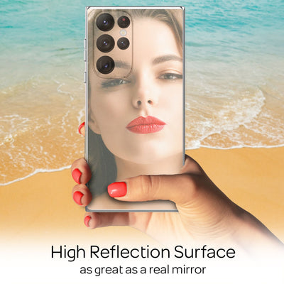 NALIA Spiegel Hartglas Case kompatibel mit Samsung Galaxy S22 Ultra Hülle, Klarer Spiegeleffekt Mirror Hardcase Robust 9H Tempered Glass & Silikon Bumper, Dünne Schutzhülle Handyhülle - Silber Default Title NALIA Protective Hülle