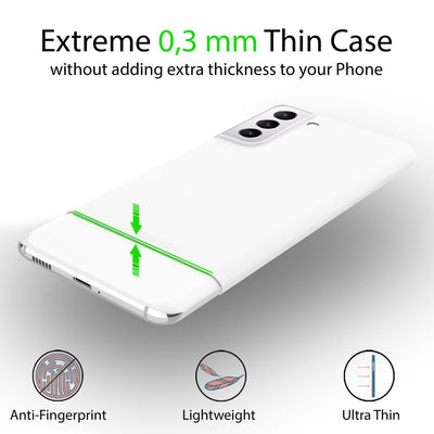 NALIA Ultra Slim Hardcase für Samsung Galaxy S22 – Matt & 0.3mm Dünn – PHANTOM (Hauchdünnes Cover & Kamera-Vollschutz) – Marke aus Berlin Weiß Transparent NALIA SlimFit Hülle