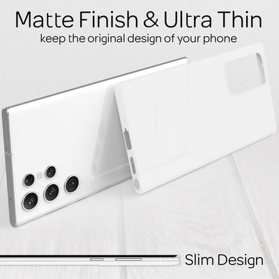 NALIA Ultra Slim Hardcase für Samsung Galaxy S22 Ultra – Matt & 0.3mm Dünn – PHANTOM (Hauchdünnes Cover & Kamera-Vollschutz) – Marke aus Berlin Weiß Transparent NALIA SlimFit Hülle