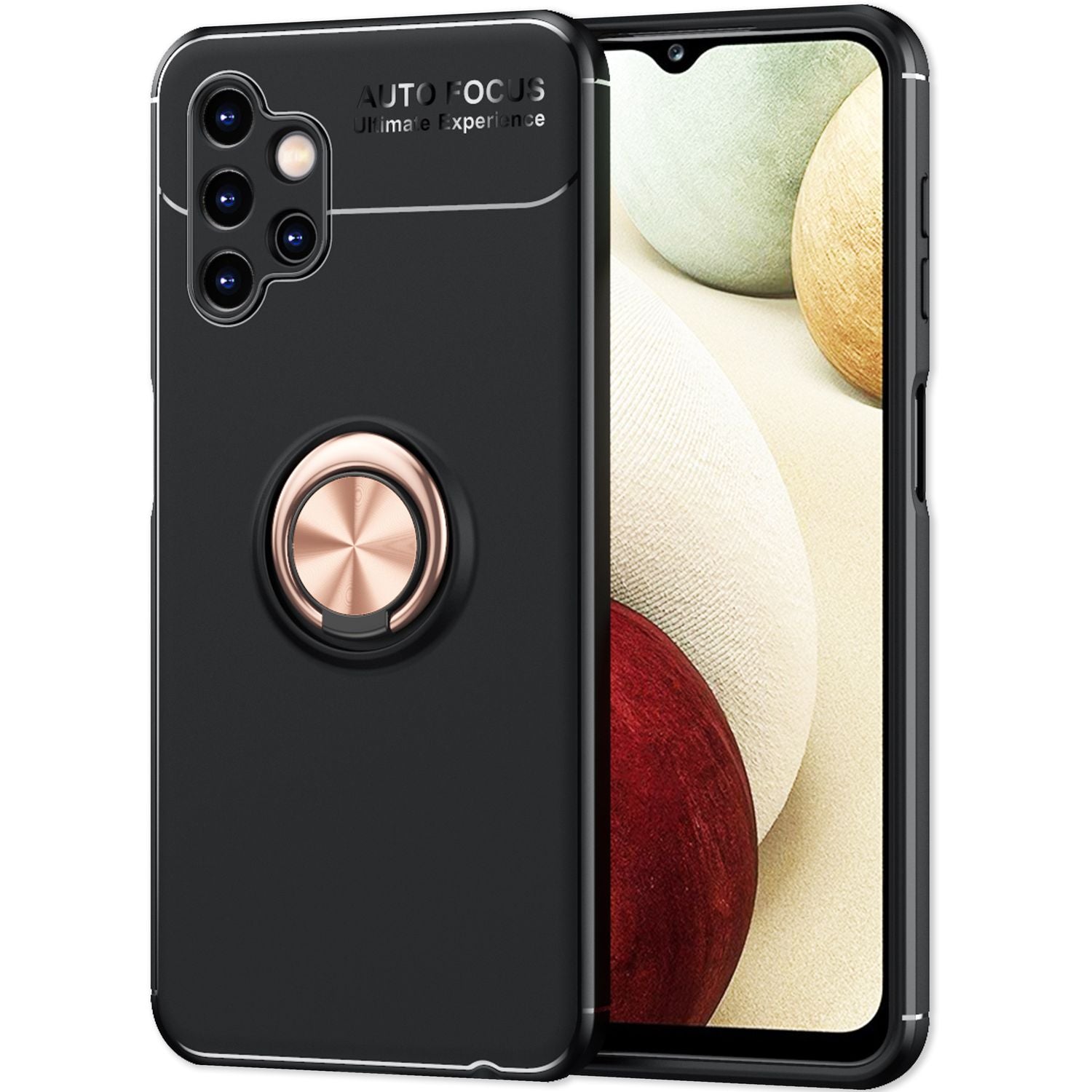 Für Samsung Galaxy A13 - Matt-Schwarze Ringhülle Standfunktion Case Rose Gold NALIA Protective Hülle