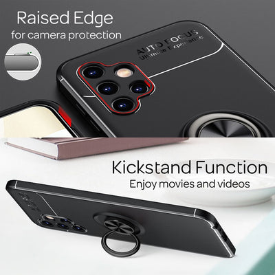 NALIA Ringhülle für Samsung Galaxy A13 4G – Ring-Ständer 360° & für Magnet-Halter – GRIP360 (Mattiertes Silikon Case) – Marke aus Berlin Schwarz NALIA Protective Hülle
