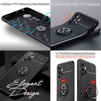 Für Samsung Galaxy A13 - Matt-Schwarze Ringhülle Standfunktion Case Schwarz NALIA Protective Hülle