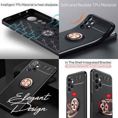 Für Samsung Galaxy A13 - Matt-Schwarze Ringhülle Standfunktion Case Rose Gold NALIA Protective Hülle