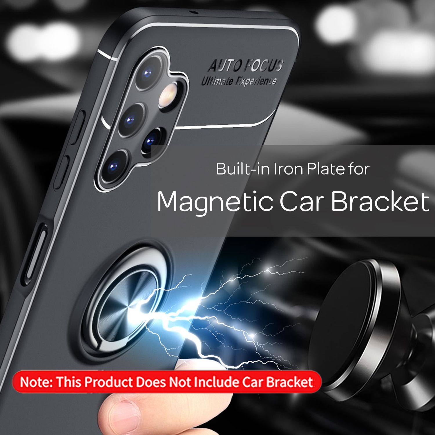 Für Samsung Galaxy A13 - Matt-Schwarze Ringhülle Standfunktion Case Schwarz NALIA Protective Hülle