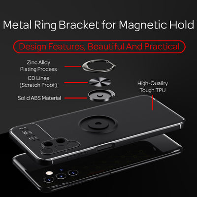 NALIA Ringhülle für Samsung Galaxy A13 4G – Ring-Ständer 360° & für Magnet-Halter – GRIP360 (Mattiertes Silikon Case) – Marke aus Berlin Schwarz NALIA Protective Hülle