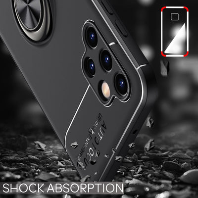 NALIA Ringhülle für Samsung Galaxy A13 4G – Ring-Ständer 360° & für Magnet-Halter – GRIP360 (Mattiertes Silikon Case) – Marke aus Berlin Schwarz NALIA Protective Hülle
