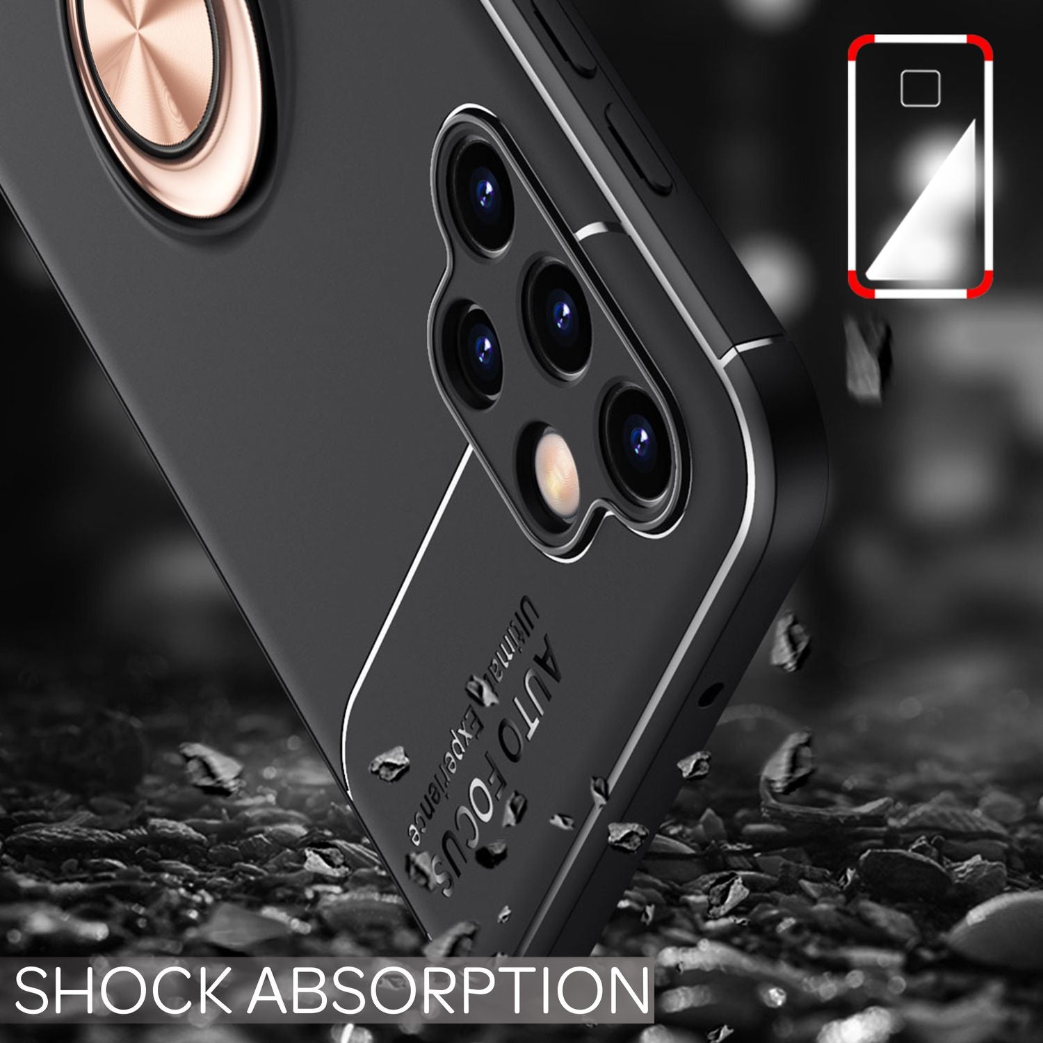 Für Samsung Galaxy A13 - Matt-Schwarze Ringhülle Standfunktion Case Rose Gold NALIA Protective Hülle