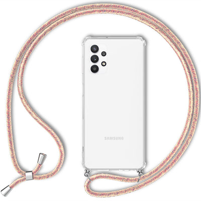 NALIA Handykette für Samsung Galaxy A13 / A13 5G – Transparentes Hybrid-Case & Band – HANGIT (Anti-Gelb Rückseite & Verstellbar) – Marke aus Berlin Regenbogen NALIA Transparente Hülle