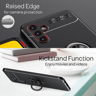 NALIA Ringhülle für Samsung Galaxy A13 5G – Ring-Ständer 360° & für Magnet-Halter – GRIP360 (Mattiertes Silikon Case) – Marke aus Berlin Schwarz NALIA Protective Hülle