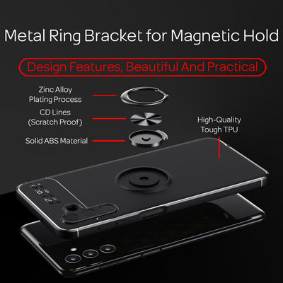 NALIA Ringhülle für Samsung Galaxy A13 5G – Ring-Ständer 360° & für Magnet-Halter – GRIP360 (Mattiertes Silikon Case) – Marke aus Berlin Schwarz NALIA Protective Hülle
