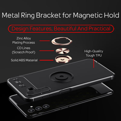 NALIA Ringhülle für Samsung Galaxy A13 5G – Ring-Ständer 360° & für Magnet-Halter – GRIP360 (Mattiertes Silikon Case) – Marke aus Berlin Rose Gold NALIA Protective Hülle