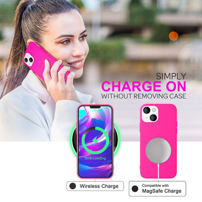 NALIA Neon Silikonhülle für iPhone 14 Plus – Soft-Touch & Signal-Neon – NEONSHOCK (Matte Schutzhülle) – Marke aus Berlin Pink NALIA Neon Hülle