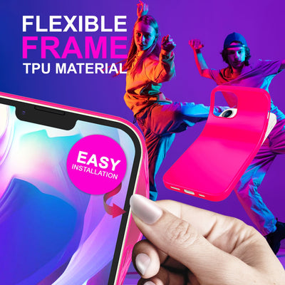 NALIA Neon Silikonhülle für iPhone 14 Plus – Soft-Touch & Signal-Neon – NEONSHOCK (Matte Schutzhülle) – Marke aus Berlin Pink NALIA Neon Hülle