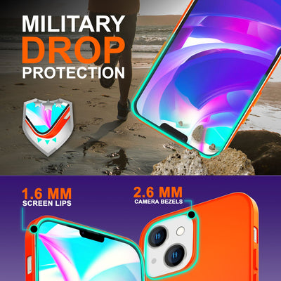 NALIA Neon Silikonhülle für iPhone 14 Plus – Soft-Touch & Signal-Neon – NEONSHOCK (Matte Schutzhülle) – Marke aus Berlin Orange NALIA Neon Hülle