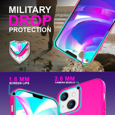 NALIA Neon Silikonhülle für iPhone 14 Plus – Soft-Touch & Signal-Neon – NEONSHOCK (Matte Schutzhülle) – Marke aus Berlin Pink NALIA Neon Hülle