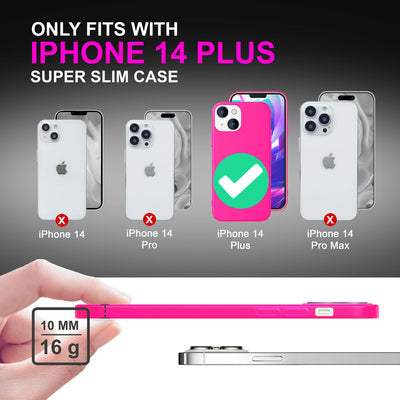 NALIA Neon Silikonhülle für iPhone 14 Plus – Soft-Touch & Signal-Neon – NEONSHOCK (Matte Schutzhülle) – Marke aus Berlin Pink NALIA Neon Hülle