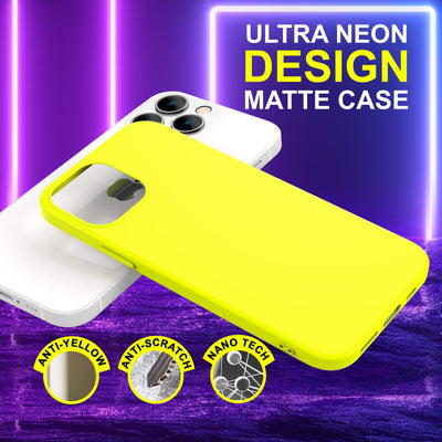 NALIA Neon Silikonhülle für iPhone 14 Pro – Soft-Touch & Signal-Neon – NEONSHOCK (Matte Schutzhülle) – Marke aus Berlin Gelb NALIA Neon Hülle