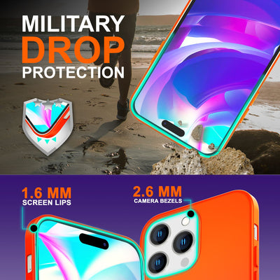 NALIA Neon Silikonhülle für iPhone 14 Pro – Soft-Touch & Signal-Neon – NEONSHOCK (Matte Schutzhülle) – Marke aus Berlin Orange NALIA Neon Hülle