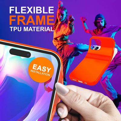 NALIA Neon Silikonhülle für iPhone 14 Pro – Soft-Touch & Signal-Neon – NEONSHOCK (Matte Schutzhülle) – Marke aus Berlin Orange NALIA Neon Hülle