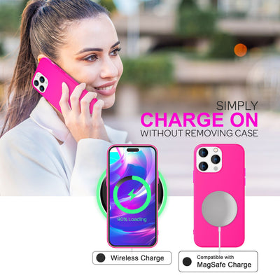 NALIA Neon Silikonhülle für iPhone 14 Pro – Soft-Touch & Signal-Neon – NEONSHOCK (Matte Schutzhülle) – Marke aus Berlin Pink NALIA Neon Hülle