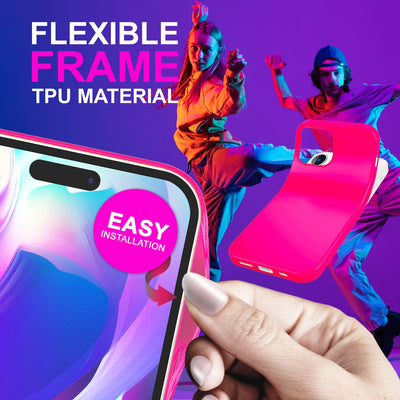 NALIA Neon Silikonhülle für iPhone 14 Pro – Soft-Touch & Signal-Neon – NEONSHOCK (Matte Schutzhülle) – Marke aus Berlin Pink NALIA Neon Hülle