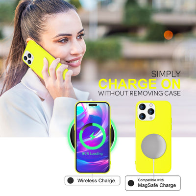 NALIA Neon Silikonhülle für iPhone 14 Pro Max – Soft-Touch & Signal-Neon – NEONSHOCK (Matte Schutzhülle) – Marke aus Berlin Gelb NALIA Protective Hülle