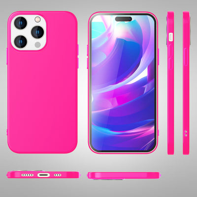 NALIA Neon Silikonhülle für iPhone 14 Pro Max – Soft-Touch & Signal-Neon – NEONSHOCK (Matte Schutzhülle) – Marke aus Berlin Pink NALIA Protective Hülle
