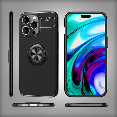 NALIA Ringhülle für iPhone 14 Pro – Ring-Ständer 360° & für Magnet-Halter – GRIP360 (Mattiertes Silikon Case) – Marke aus Berlin Schwarz NALIA Protective Hülle