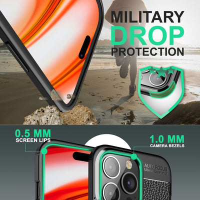 NALIA Leder-Optik Silikon Case für iPhone 14 Pro Max – Griffig & Matt – BARRON Handyhülle (Anti-Fingerprint, Stoßfest & Robust) – Marke aus Berlin Default Title NALIA Protective Hülle