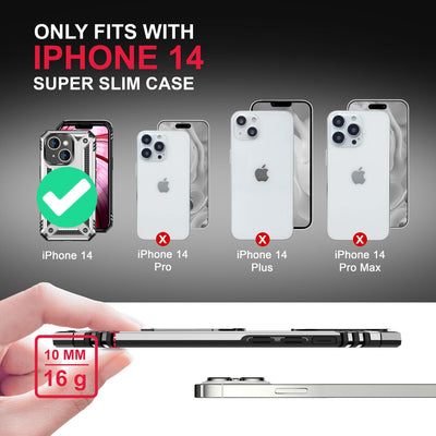 NALIA Panzerhülle für iPhone 14 – Ring-Ständer 360° & Magnet-Halterung Kompatibel – RINGDEFEND (Stoßfestes Outdoor Case) – Marke aus Berlin Silber NALIA Protective Hülle