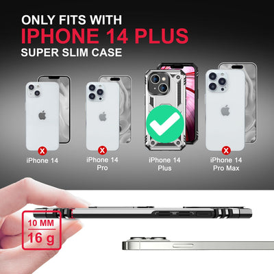 NALIA Panzerhülle für iPhone 14 Plus – Ring-Ständer 360° & Magnet-Halterung Kompatibel – RINGDEFEND (Stoßfestes Outdoor Case) – Marke aus Berlin Silber NALIA Protective Hülle