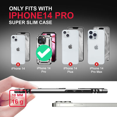 NALIA Panzerhülle für iPhone 14 Pro – Ring-Ständer 360° & Magnet-Halterung Kompatibel – RINGDEFEND (Stoßfestes Outdoor Case) – Marke aus Berlin Silber NALIA Protective Hülle