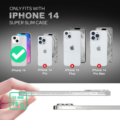 NALIA Glitzerhülle für iPhone 14 – Funkelnder Glitzer-Look & Grip – SHINEPOP (Silikon Case) – Marke aus Berlin Silber NALIA Protective Hülle