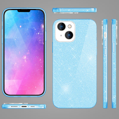 NALIA Glitzerhülle für iPhone 14 Plus – Funkelnder Glitzer-Look & Grip – SHINEPOP (Silikon Case) – Marke aus Berlin Blau NALIA Protective Hülle