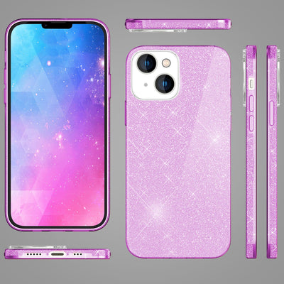 NALIA Glitzerhülle für iPhone 14 Plus – Funkelnder Glitzer-Look & Grip – SHINEPOP (Silikon Case) – Marke aus Berlin Lila NALIA Protective Hülle