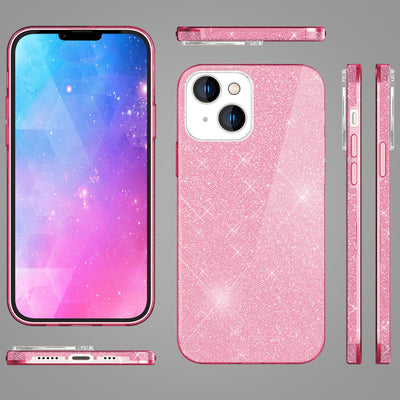 NALIA Glitzerhülle für iPhone 14 Plus – Funkelnder Glitzer-Look & Grip – SHINEPOP (Silikon Case) – Marke aus Berlin Pink NALIA Protective Hülle