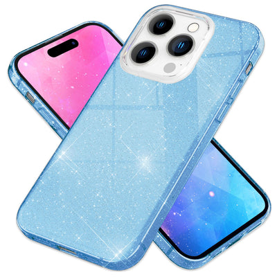 NALIA Glitzerhülle für iPhone 14 Pro – Funkelnder Glitzer-Look & Grip – SHINEPOP (Silikon Case) – Marke aus Berlin Blau NALIA Protective Hülle