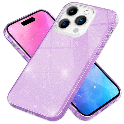 NALIA Glitzerhülle für iPhone 14 Pro – Funkelnder Glitzer-Look & Grip – SHINEPOP (Silikon Case) – Marke aus Berlin Lila NALIA Protective Hülle