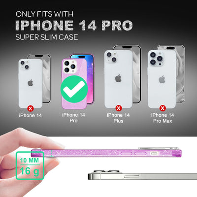 NALIA Glitzerhülle für iPhone 14 Pro – Funkelnder Glitzer-Look & Grip – SHINEPOP (Silikon Case) – Marke aus Berlin Lila NALIA Protective Hülle