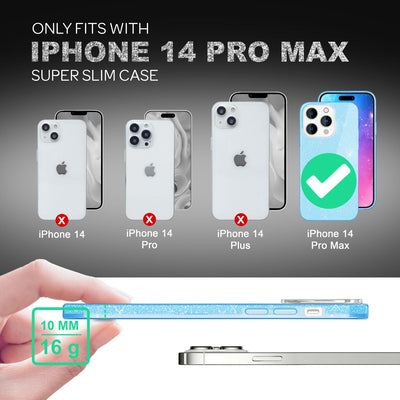 NALIA Glitzerhülle für iPhone 14 Pro Max – Funkelnder Glitzer-Look & Grip – SHINEPOP (Silikon Case) – Marke aus Berlin Blau NALIA Protective Hülle