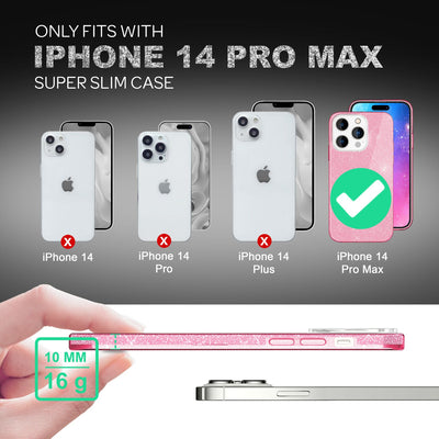 NALIA Glitzerhülle für iPhone 14 Pro Max – Funkelnder Glitzer-Look & Grip – SHINEPOP (Silikon Case) – Marke aus Berlin Pink NALIA Protective Hülle