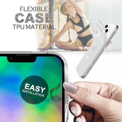 NALIA Glitzerhülle für iPhone 14 Plus – Funkelndes Silikon Case – DAZZLIN (Transparent & Stoßfest) – Marke aus Berlin Transparent NALIA Transparente Hülle