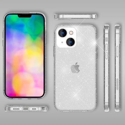 NALIA Glitzerhülle für iPhone 14 Plus – Funkelndes Silikon Case – DAZZLIN (Transparent & Stoßfest) – Marke aus Berlin Transparent NALIA Transparente Hülle