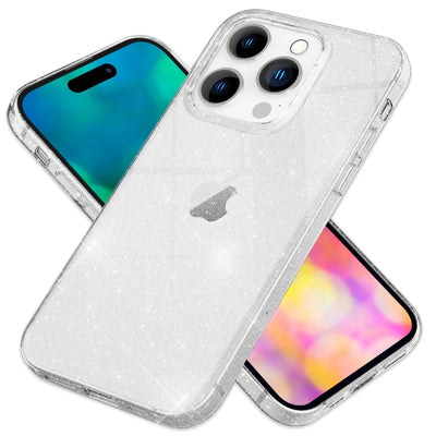 NALIA Glitzerhülle für iPhone 14 Pro – Funkelndes Silikon Case – DAZZLIN (Transparent & Stoßfest) – Marke aus Berlin Transparent NALIA Transparente Hülle