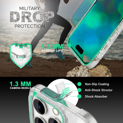 NALIA Glitzerhülle für iPhone 14 Pro – Funkelndes Silikon Case – DAZZLIN (Transparent & Stoßfest) – Marke aus Berlin Transparent NALIA Transparente Hülle