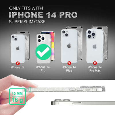 NALIA Glitzerhülle für iPhone 14 Pro – Funkelndes Silikon Case – DAZZLIN (Transparent & Stoßfest) – Marke aus Berlin Transparent NALIA Transparente Hülle